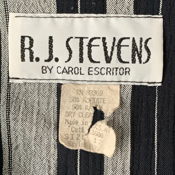 Vintage R.J. Stevens by Carol Escritor Romper Navy and Gray Stripes Size 12 - Picture 10 of 16